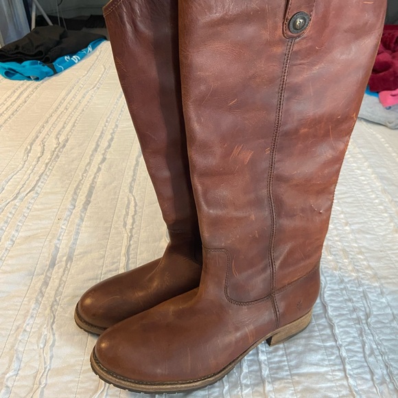 Frye Melissa Brown Leather Knee High Riding Boots - Picture 2 of 2